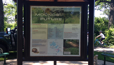 Kiosk with information about Native American mounds