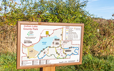 a photo of the wayfinding map along one of the park trails